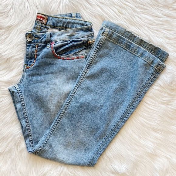 No Boundaries Denim - No Boundaries Wide Leg Bohemian Jeans Light Wash Size 9